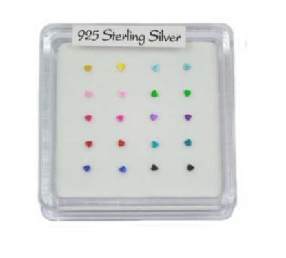 Picture of £0.79 NOSE STUDS COLOURED HEARTS (20)