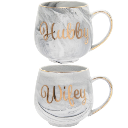 Picture of £9.99 HUBBY & WIFEY DUO MUG SET (6)43593