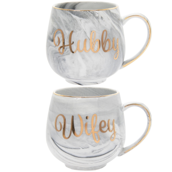 Picture of £9.99 HUBBY & WIFEY DUO MUG SET (6)43593