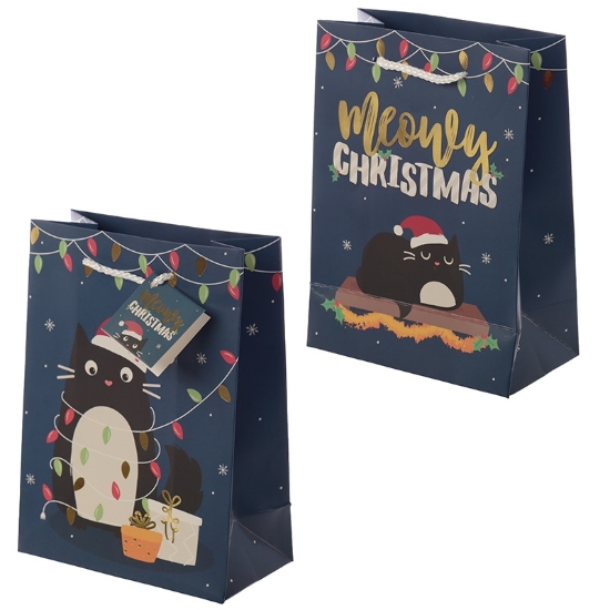 Picture of £0.59 GIFT BAG MED. X-MAS CAT(12)GBAG48B