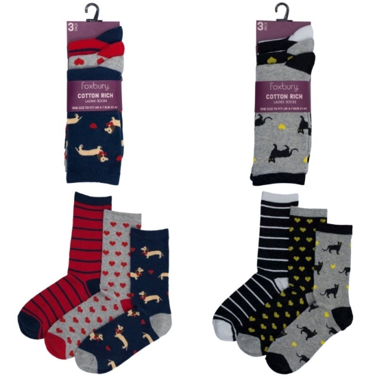Picture of £2.99 LADIES 3 PATTERN SOCKS (12) SK256A