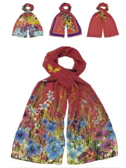Picture of £3.99 FLORAL SCARF 4 ASST (12) 91875